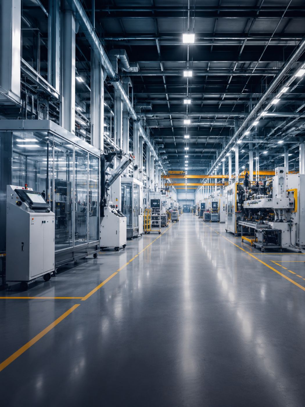 Industrial manufacturing floor with production equipment